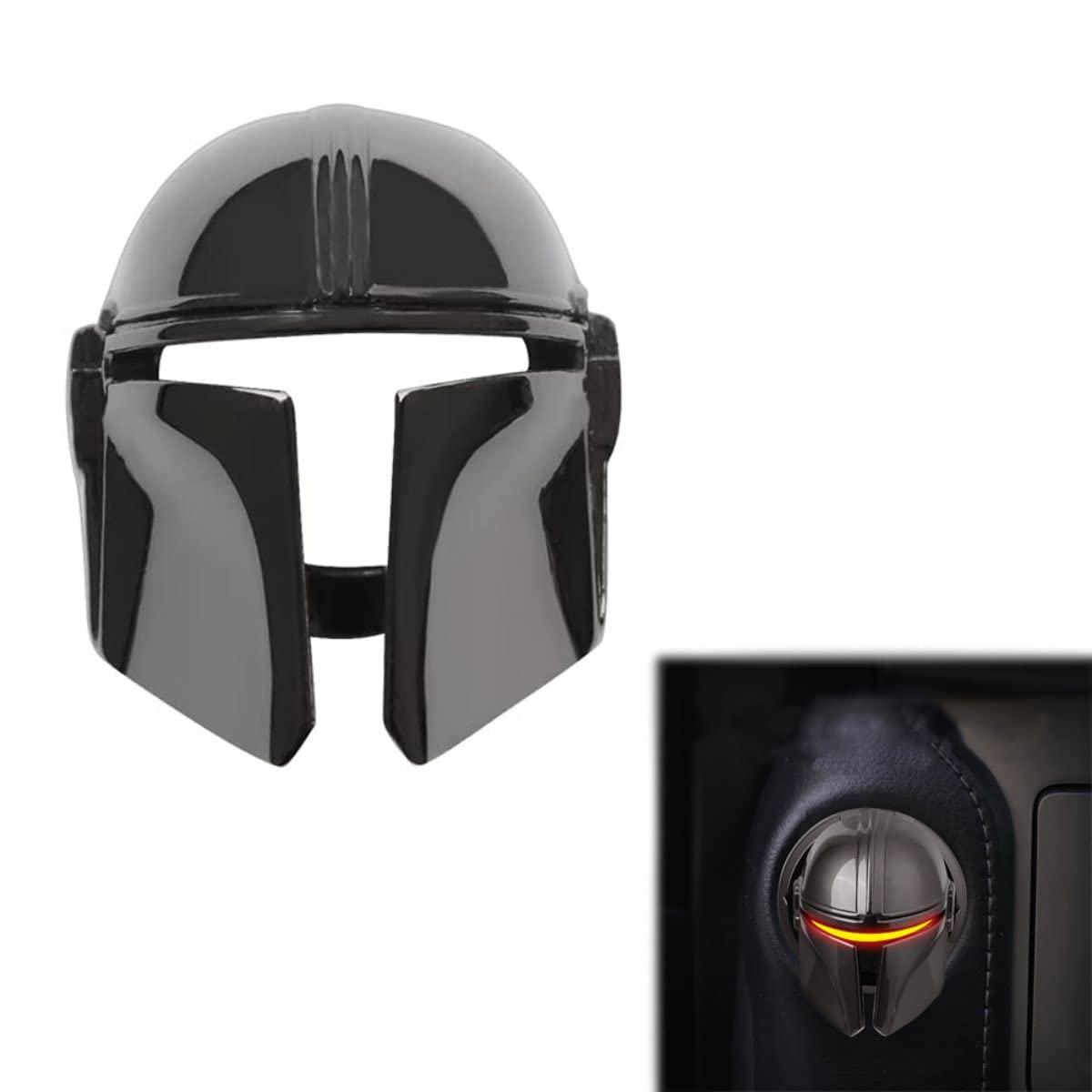 SYOSI Push to Start Button Cover for Mando The Mandalorian Star Wars, Car Ignition Button Cover, 3D Cool Car Interior Start and Stop Button Decoration Ring