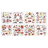 OYZOQ 8 hojas Tatuajes faciales de Carnaval Colonia, rojo y blanco, tatuajes de Colonia, Carnaval, disfraz de mujer y hombre, Kölle Alaaf payaso, cara falsa, pegatinas para carna-val y maquillaje