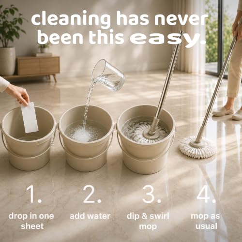 Image of 120 Floor Cleaning Sheets,Equivalent to 4L Liquid,Lemongrass,Tough on Grease,Baby & Pet Safe Floor Cleaner Liquid Alternative,Plant Derived Natural Cleaner,Phenyl Free Floor Cleaning