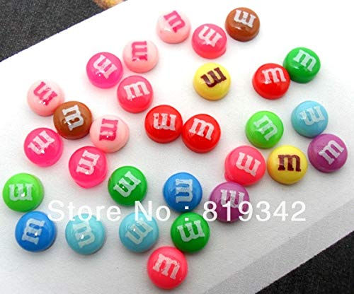 CalvasCalvas 100pcs Mixed 8mm Round Resin Letter M Bead Flatback Dessert Cabochons Jewelry findings/Mobile Phone DIY
