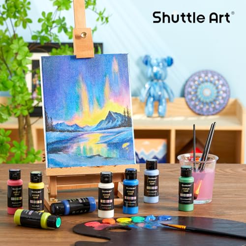 Image of Shuttle Art Color Change Acrylic Paint, 20 Chameleon Colors Acrylic Paint, 60ml /2oz Bottles, Iridescent Colors for Artists, Beginners, Kids Painting & Crafting on Canvas, Rocks, Wood, Fabric, Ceramic