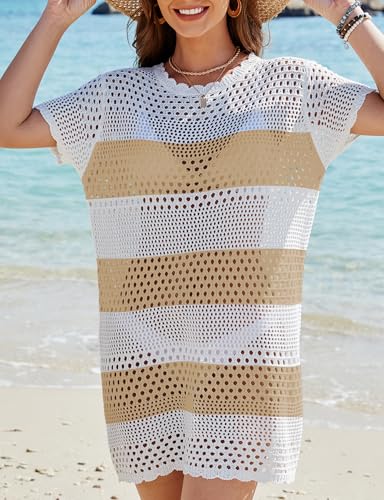 Image of Buauty Womens Swimsuits Coverup Bathing Suits Cover Ups Crochet Swimwear Bikini Beach Dresses 2026 Vacation Outfits