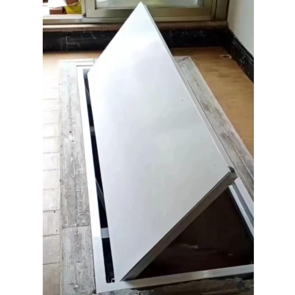Ukryte, wpuszczane drzwi włazowe z przyssawkami | Stalowe, maskujące wejścia do remontu domu/przestrzeni pod podłogą w piwnicy (61 x 86 cm)