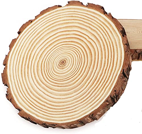 Rodajas de Madera Natural -Rodajas de Madera Diámetro 18-20 cm 2 pcs Troncos Madera Decoracion Apto para Pirograbador de Madera, Pintura, Arte de Bricolaje , Navidad Cover