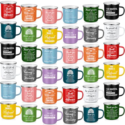 Set 36 piezas mugs de esmalte 12oz con mensaje motivacional