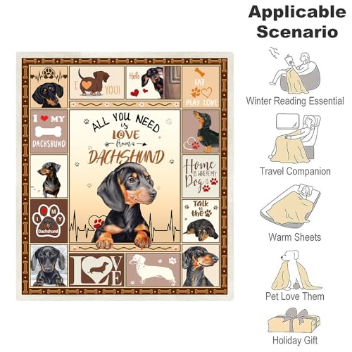 Juirnost Dackel-Geschenke, Daschund-Geschenke für Frauen, Weiner-Hundegeschenke für Frauen, Dackeldecke, Dackel-Geschenke, Hundeliebhaber, Geschenke für Frauen, Decke für Sofa, 127x152.4 cm