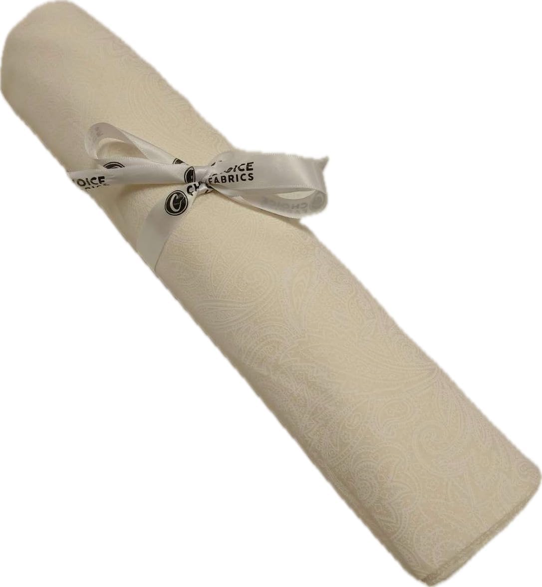 Supreme 108" Quilt Backing - Tone on Tone - Premium Cotton Fabric Cut by The Yard (White on Cream - Paisley)
