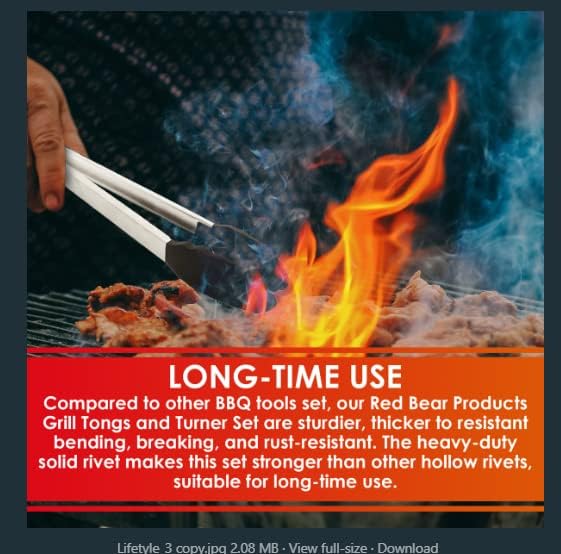 Miniatura 3 de RED BEAR - Juego de pinzas de acero inoxidable y espátulas, juego de herramientas profesionales para parrilla y herramientas de barbacoa para