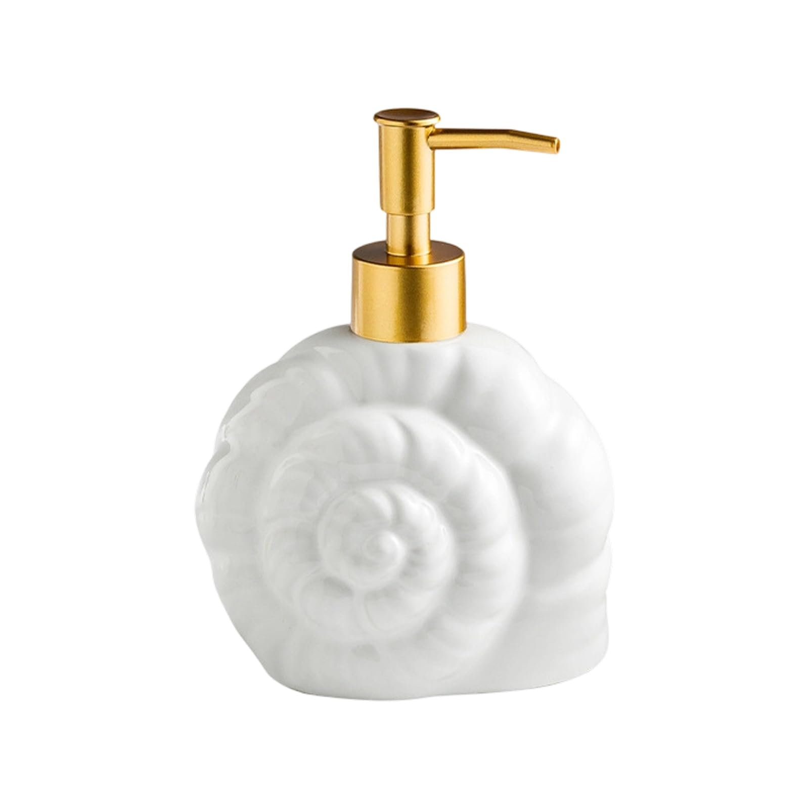 Jazuaiao Round Conch Marine Theme Decorative Ceramic Distributor Not Slip Bottom Dishwasher Safe Container For Cream Shampoo Bathroom Countertop Deck Earthenware Cream Jar