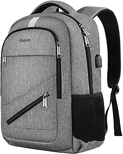 MATEIN PCバッグ バックパック 15.6インチパソコン対応 usbポート付き 男女兼用 グレー