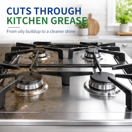 Image of Kitchen All Purpose Cleaner and Degreaser, Oven and Stove Top Cleaner | Stainless Steel Cleaner, 12.5oz for Kitchen Cleaner, Oil Stain Remover for Ovens, Appliances, BBQ, Lemon,Ready to Use
