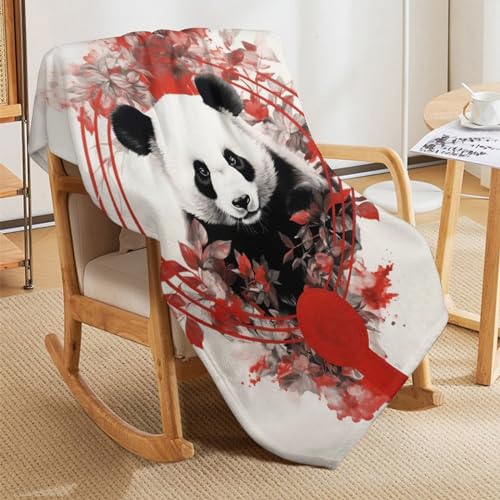 Manta de forro polar de franela para evitar el frío en el sofá con diseño de panda 3D 5
