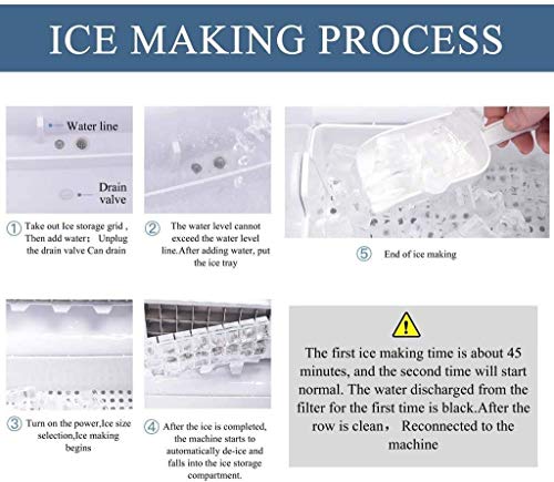 Fabricadora de cubos de hielo portátil para encimera, 24 cubos listos en 12-20 minutos, fabricadoras compactas de cubos de hielo de acero inoxidable, para camping, hogar, cocina y oficina miniatura 7