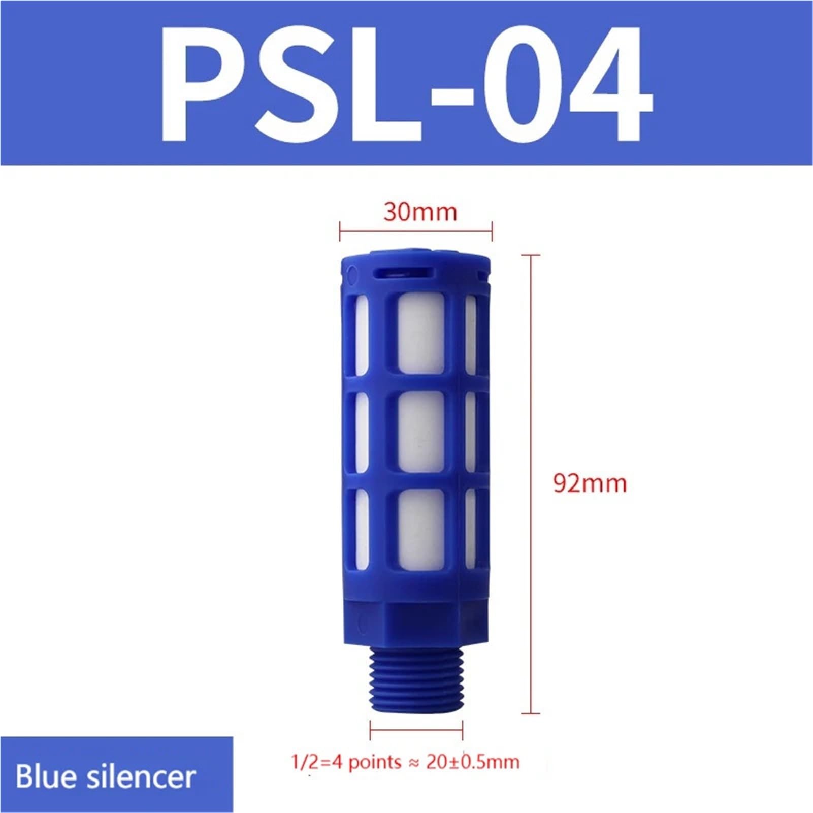 10 Stück pneumatischer Kunststoff-Auspuffschalldämpfer, Schalldämpfer 1/8 1/4 3/8 1/2 Außengewinde, Schallabsorbierender Filter, Rutschsperre for Sprühpumpe(P-SL-04 BULE)