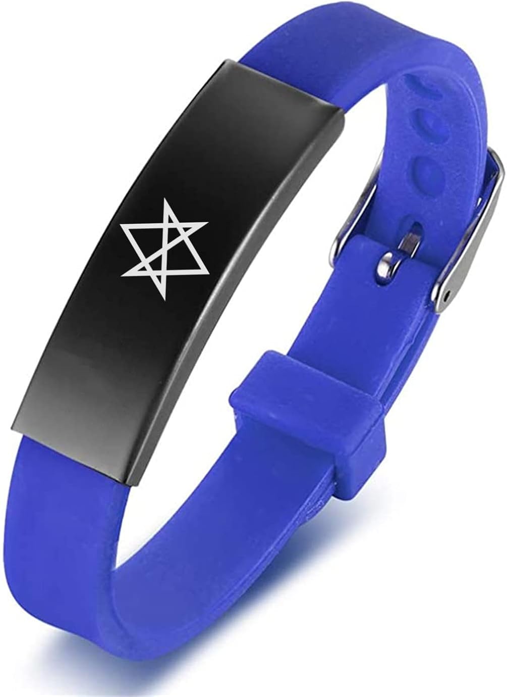 KBNSUIAN Thelema Unicursal - Pulsera hexagonal ajustable de silicona con 6 estrellas, hexagrama mágico, amuleto espiritual, símbolo de amuleto para pagano