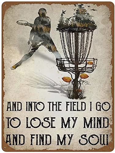 Curteny Cartel de pared vintage con placa de metal para amantes del golf y en el campo I Go to Lose My Mind and Find My Soul Disc, jugador de golf, arte de pared, decoración de pared, 6 x 8 pulgadas
