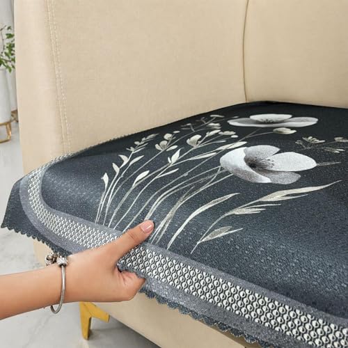 Image of Homerz Premium Waterproof Jasmine Joe Sofa Seat Cover - Floral Printed Sofa Protector | Non-Slip, Washable & Durable Sofa Protector (Grey, 1 Seater)