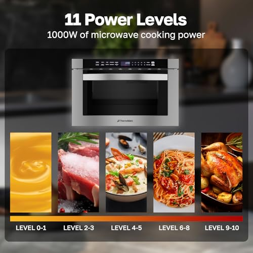 Image of 24 Inch Built-in Microwave Drawer, ThermoMate 1.2 Cu. Ft. Microwave Drawer with Automatic Presets, 1000 Watts with 11 Power Levels, Touch Controls, Sensor Cooking, Defrosting Rack, Stainless Steel