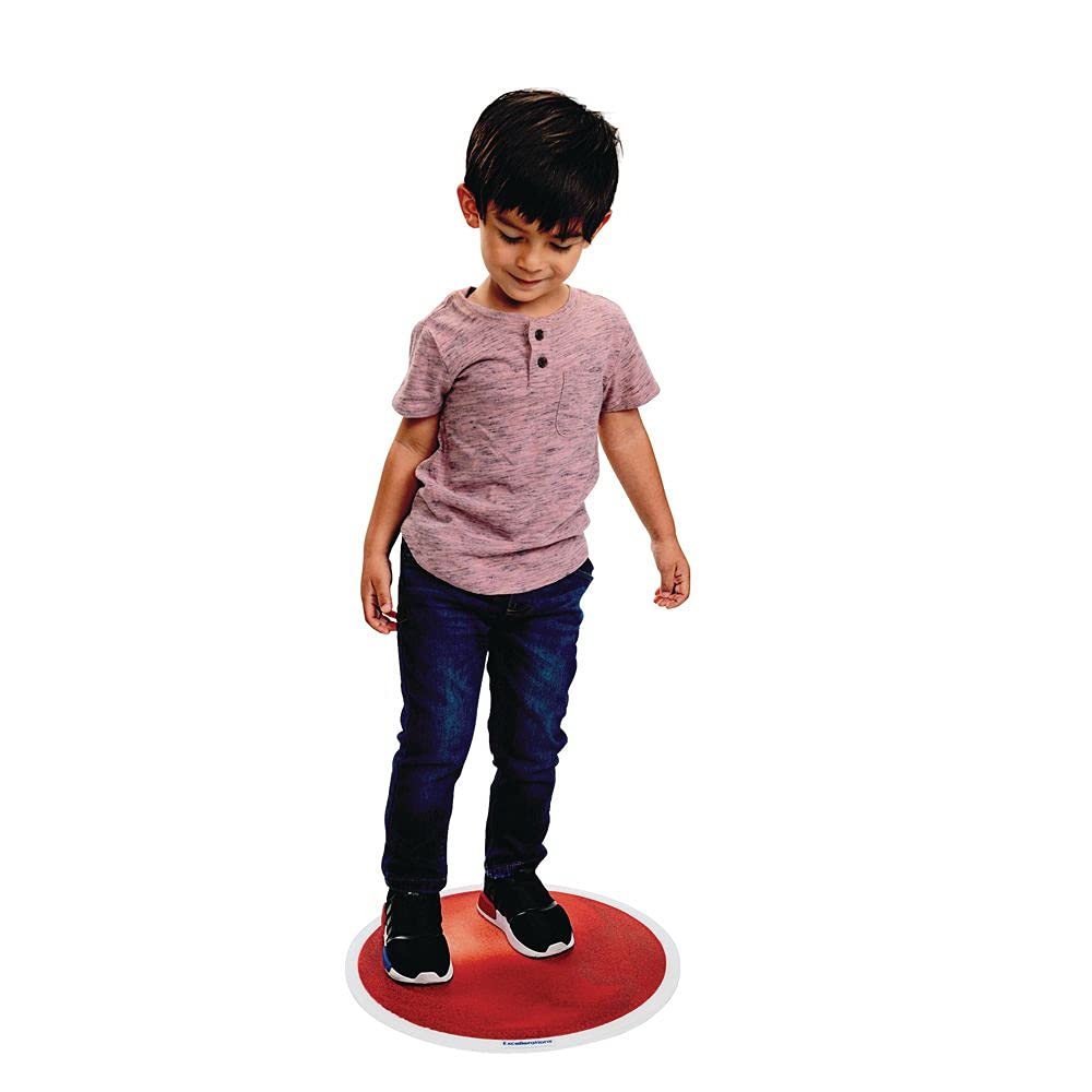 Excellerations Glitter Circle Liquid Tile - Red, Floor Tile for Active Play and Gross Motor Skills, Sensory Exploration, Anti-Slip Dance Mat, Easy to Clean, Stepping Floor Mat for Home School Use