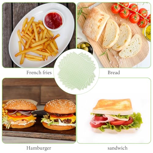 100 Pcs Waxed Paper Sheets 12 x 12 Inch Pastel Deli Paper Wraps Grease Resistant Food Basket Liners Checkered Square Sandwich Wraps for Burgers Bread Restaurant Barbecue Picnic (Green) - Image 5