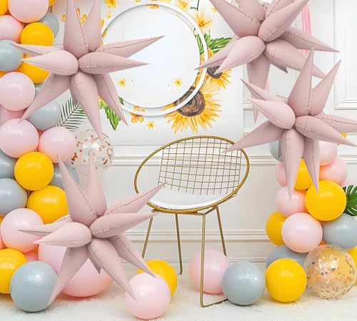 Image of 50pcs Matte Pink 20' Water Drop Foil Cone Mylar Balloons Matte Pink Star Balloons Explosion Star for Girls Boys Birthday Party Wedding Baby Shower Party Decor