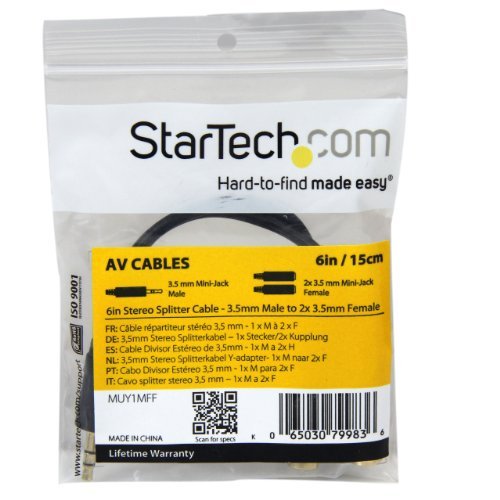 Cable divisor estéreo 3.5mm macho a 2 x 3.5mm hembra 6 pulgadas miniatura 2