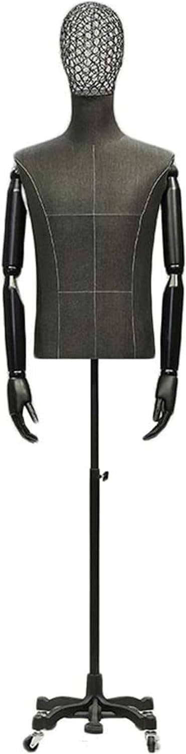 Professional Mannequin Body Tailoring Tailor Dummy Model, The First Metal Wire, with Removable Casters Manikins (Black One Size)