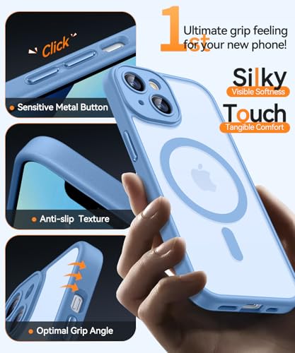 Image of CANSHN Magnetic for iPhone 13 Mini Case, Upgraded [Full Camera Protection] [Compatible with Magsafe] [Translucent Matte] Shockproof Protective Phone Case for iPhone 13 Mini 5.4 inch - Light Blue