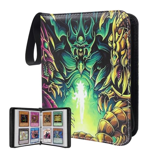 WTVIDAS 4 Pocket YuGiOh Trading Card Binder for YuGiOh Cards with 60 Sleeves up to 480 Cards,Waterproof Card Storage Book with Removable Sleeves for YuGiOh Booster Box and TCG Cards