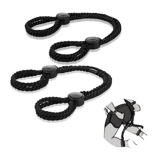Rope Handcuffs Bracelets 2 Pcs Sex Restraints Ankle Cuffs BDSM Bondage Adjustable Handcuffs Anklets Sex Toys Cotton Ropes Wrist Cuffs Beginner Fetish Adult SM Game for Women (Black) - Black