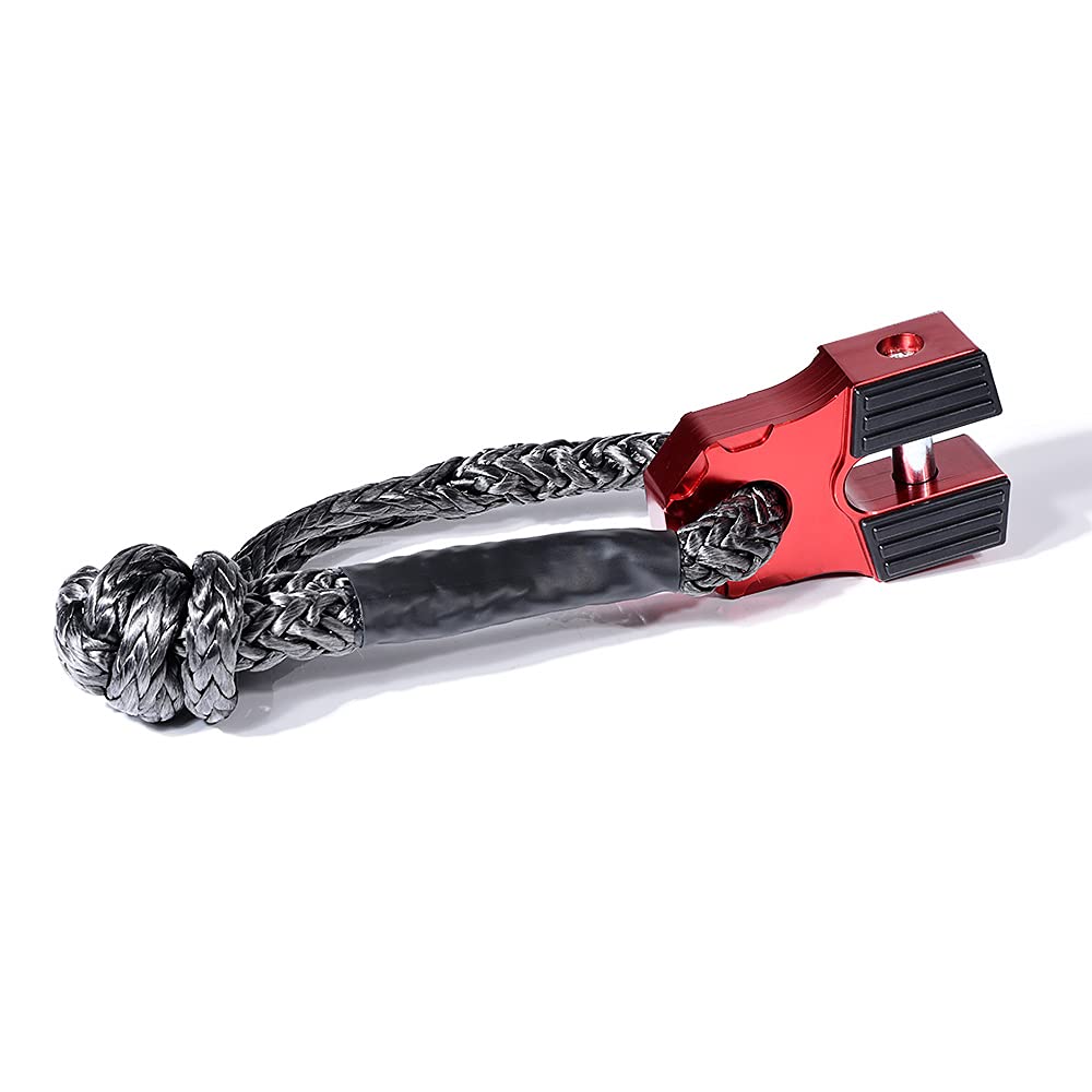 Astra Depot Winch Accessory Red Winch Shackle Mount Flat Towing Hook with Iron Pin & Rubber Guard-30,000 lbs & 1/2