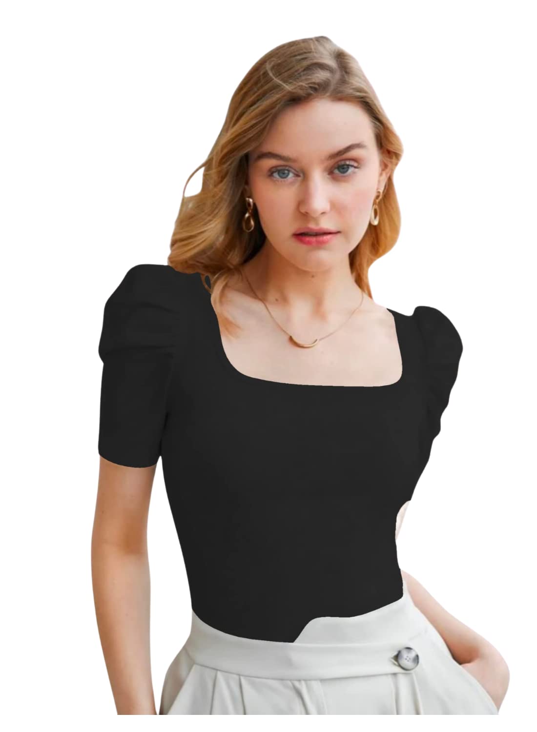 dream beauty fashion Women's Casual Square Neck and Puff/Balloon Sleeves Stylish Top 23" Inches (Top_RRR-M7)-picture-13