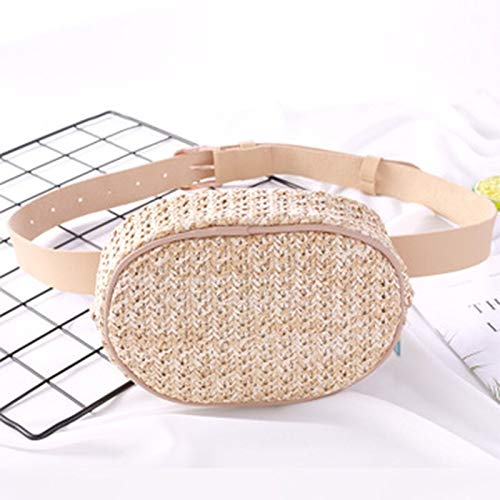 JiayeBum Bag Straw Women's Waist Bag Summer Fashion Female Fanny Pack Bum Chest Bags Shoulder Crossbody Bag Beach Banana Belt Bags Hip Pouch