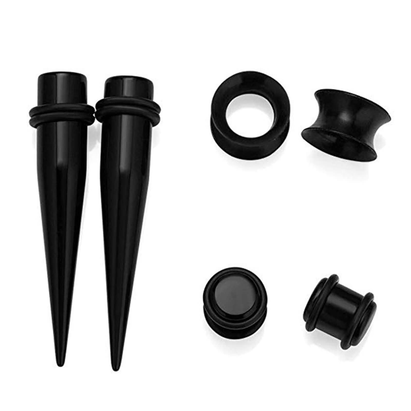 Acryl-Ohrmessgeräte-Dehnungsset, 50 Stück, Messgerät für Ohrringe, konisch, Verschiedene Größen, schwarzer Tunnel-Plug-Expander