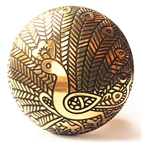 French Furniture Fittings (FFF) Knäufe für Küchenschrank, Schrank, Truhe, Möbel, Schubladengriffe - Messingknöpfe mit Pfauenmuster, Vintage-Stil, Shabby-Chic, 36 mm, 6 Stück Cover