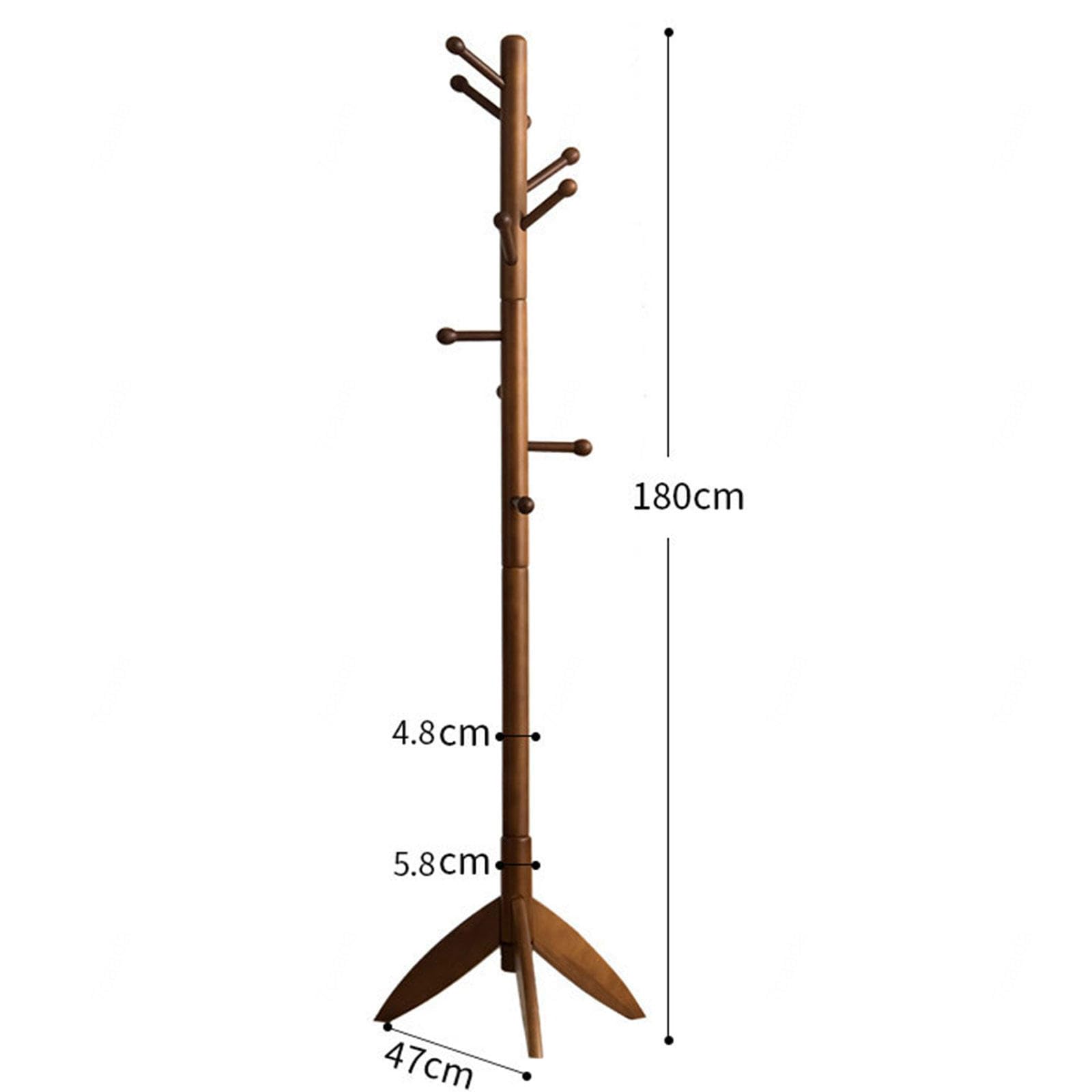 Stabiler Garderobenständer aus Holz Freistehender Garderobenständer mit 10 Haken, Garderobenständer für Den Flureingang, Hutständer für Kleidung,Walnut Color