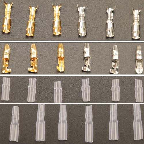 Image of 400PCS 3.9mm Bullet Connectors Male and Female, Brass Bullet Terminal Connectors with Insulation Sleeve, Crimp Terminal Connectors Automotive Electrical Connectors Motorcycle Connector Kit