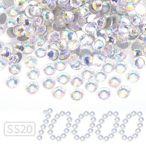 Image of 10000PCS Moonlight Rhinestones Bulk, Flat Back Crystal Glass Stone Round Gems,SS20, 4.6-4.8mm