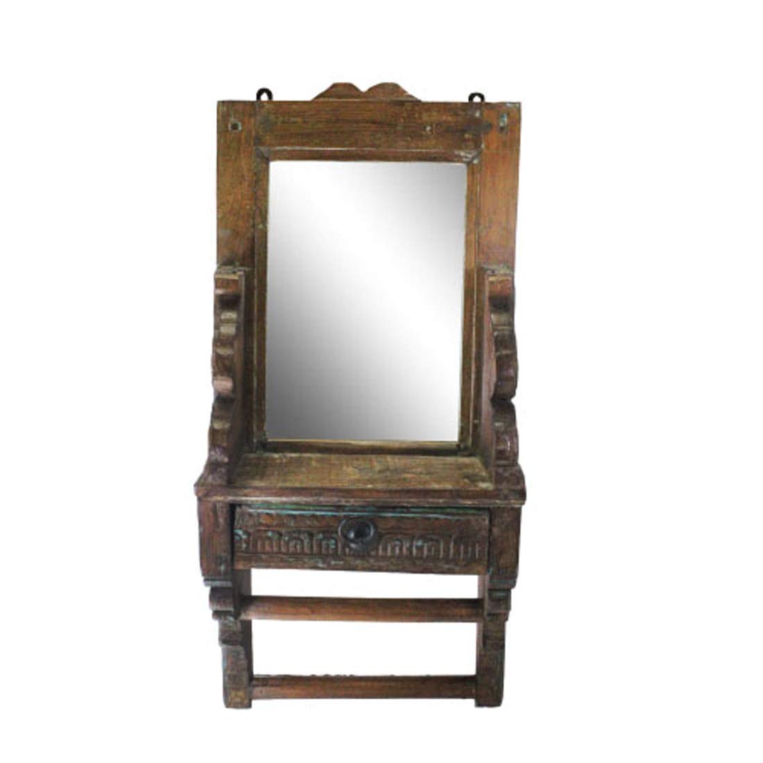 Buy ARTLIVO 25" Vintage Wooden Carved Wall Mirror with Drawer Online at