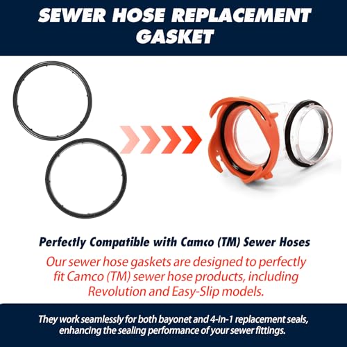Image of TonGass 8 Pack (39834) Sewer Hose Replacement Gasket - Maintain an Odor Tight Seal with RV Sewer Fittings | Includes 4 Bayonet & 4 4-in-1 Gaskets for Enhanced Sealing - Rubber Seal Fittings - Black