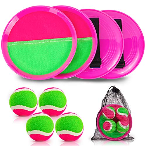 Qrooper Self-Stick Toss And Catch Game Set, Paddles And Toss Ball Sports Game With Paddles, Balls And Storage Bag, Suitable For Kids Gift Idea (Pink) #TOP10