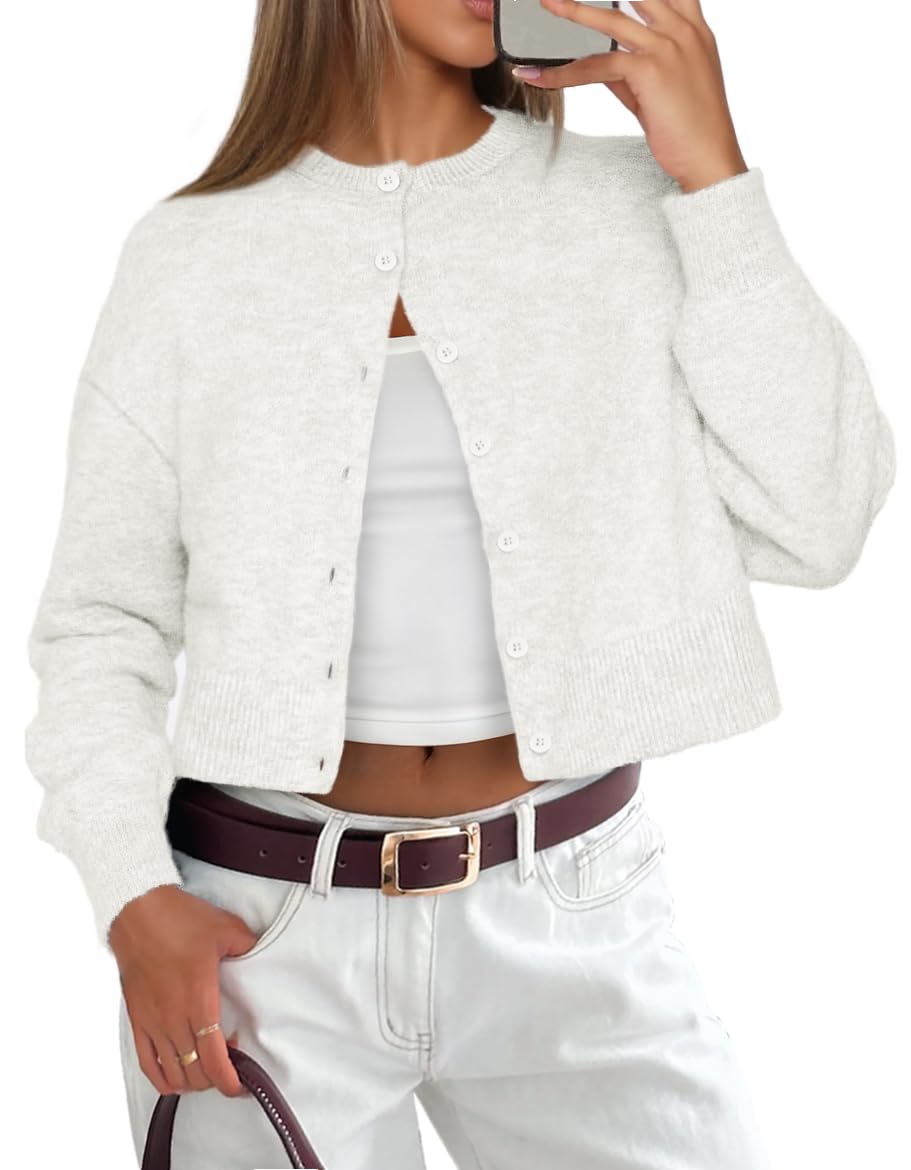 ATHMILE Cropped Cardigan Sweaters for Women Lightweight Crop Knit Y2k Fall Outfits Fashion Clothes 2025