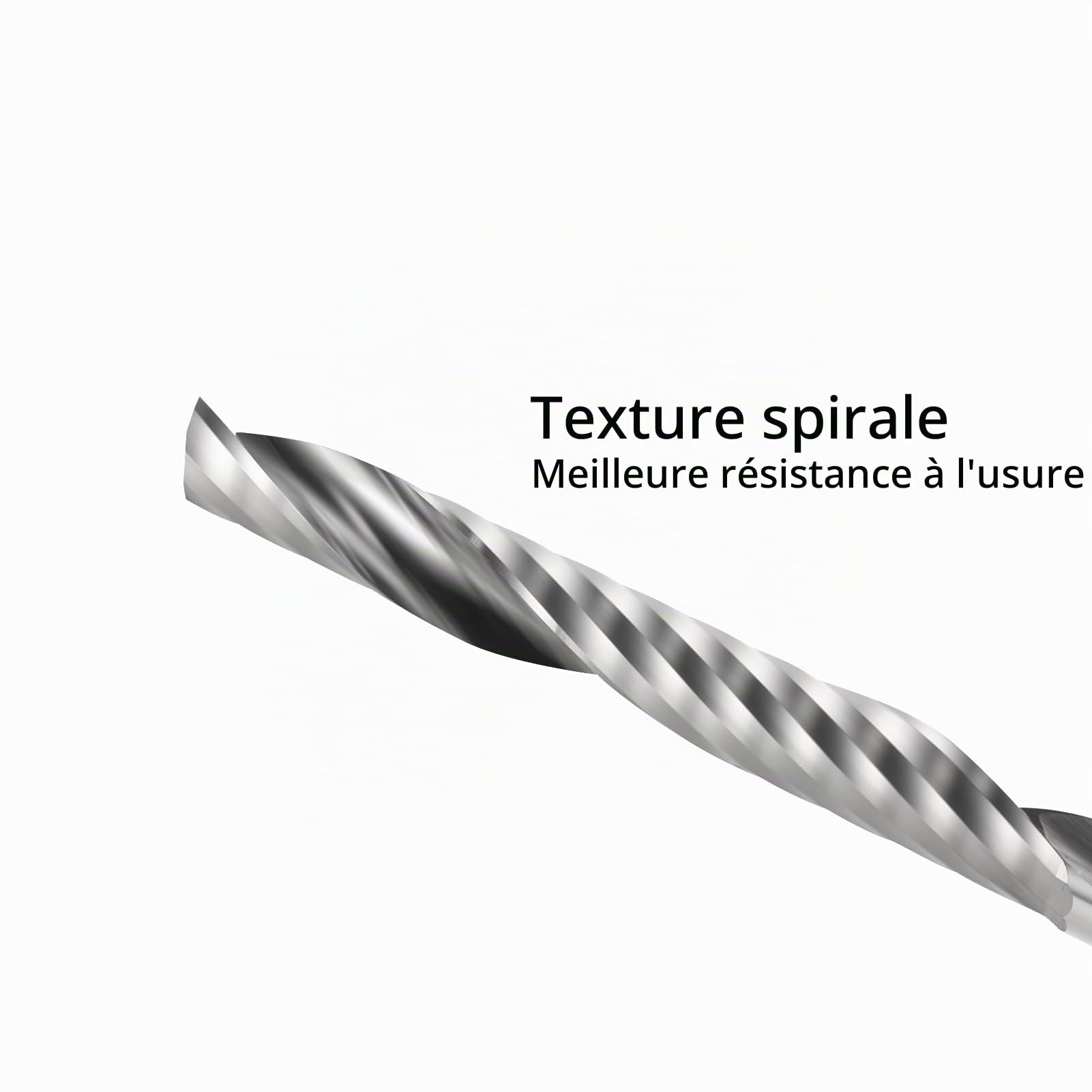 Fraise CNC, fraise à tige, fraises à bois, fraise CNC, fraises monotranchante VHM avec tige de 6 mm x longueur de coupe de 42 mm Fraises à tige CNC pour plaque de densité, plastique, PCB, PVC