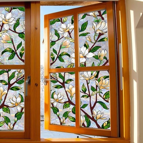 Vinilo Decorativo 3D con Flores para Ventana 17.72 x 78.74 pulgadas miniatura 3