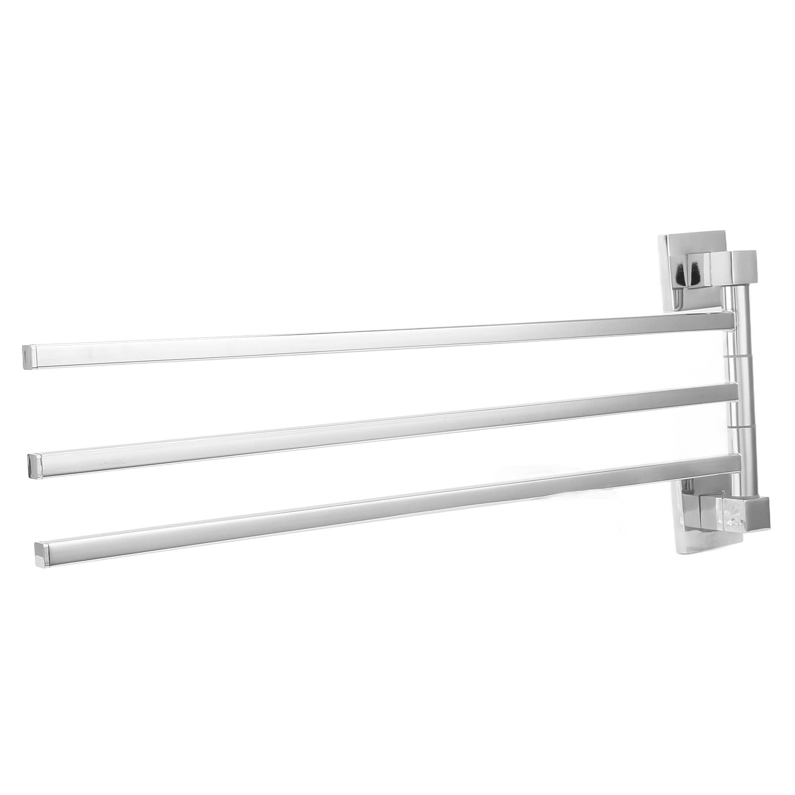 Portasciugamani Girevole in Acciaio Inox, 3 Bracci, 40 cm, Rotazione 180°, Portasciugamani Pieghevole per Bagno e WC, Spazzolato Argento