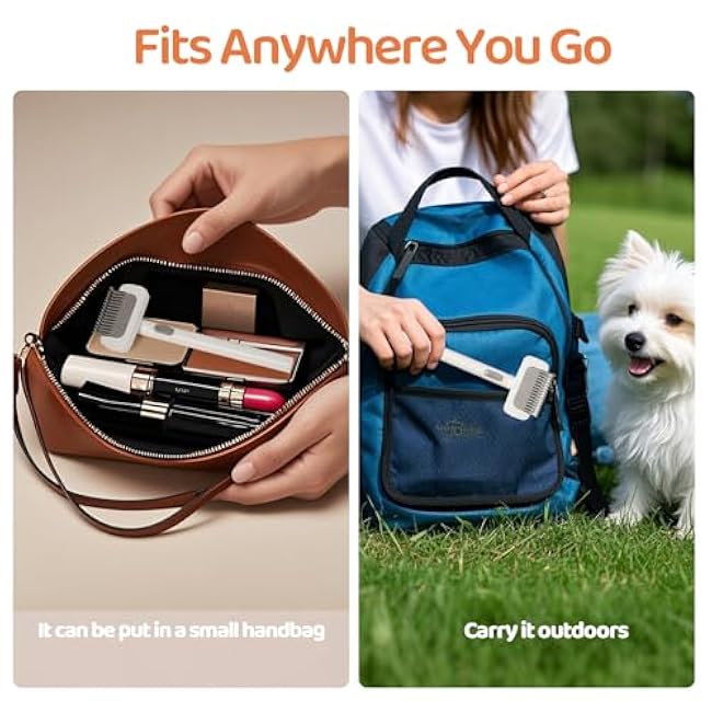 Furgo Cat Brush for Long Haired Cats, Pet Grooming Brush for Matted Fur & Loose Hair, One-Click Hair Removal, Skin-Friendly, Deshedding & Dematting Comb for Cats & Small Dogs-gifJYA3r