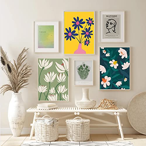 Image of cupmod 6 Pack Paint by Numbers for Kids and Adults- DIY Acrylic Painting Kits on Canvas Without Frame, Simple Flower Oil Painting for Home Wall Decor 12x16inch