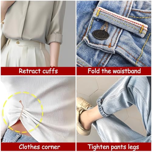 Xujinsongg 12 Stück Hosen Taillenspanner-Clips, Taillenschnallen Clips, Hosenbund Enger Machen Jeans Knopfnadeln Knöpfe, kein Nähen Hosenversteller Enger, Hosenknöpfe Hosenknopf zum Enger Machen