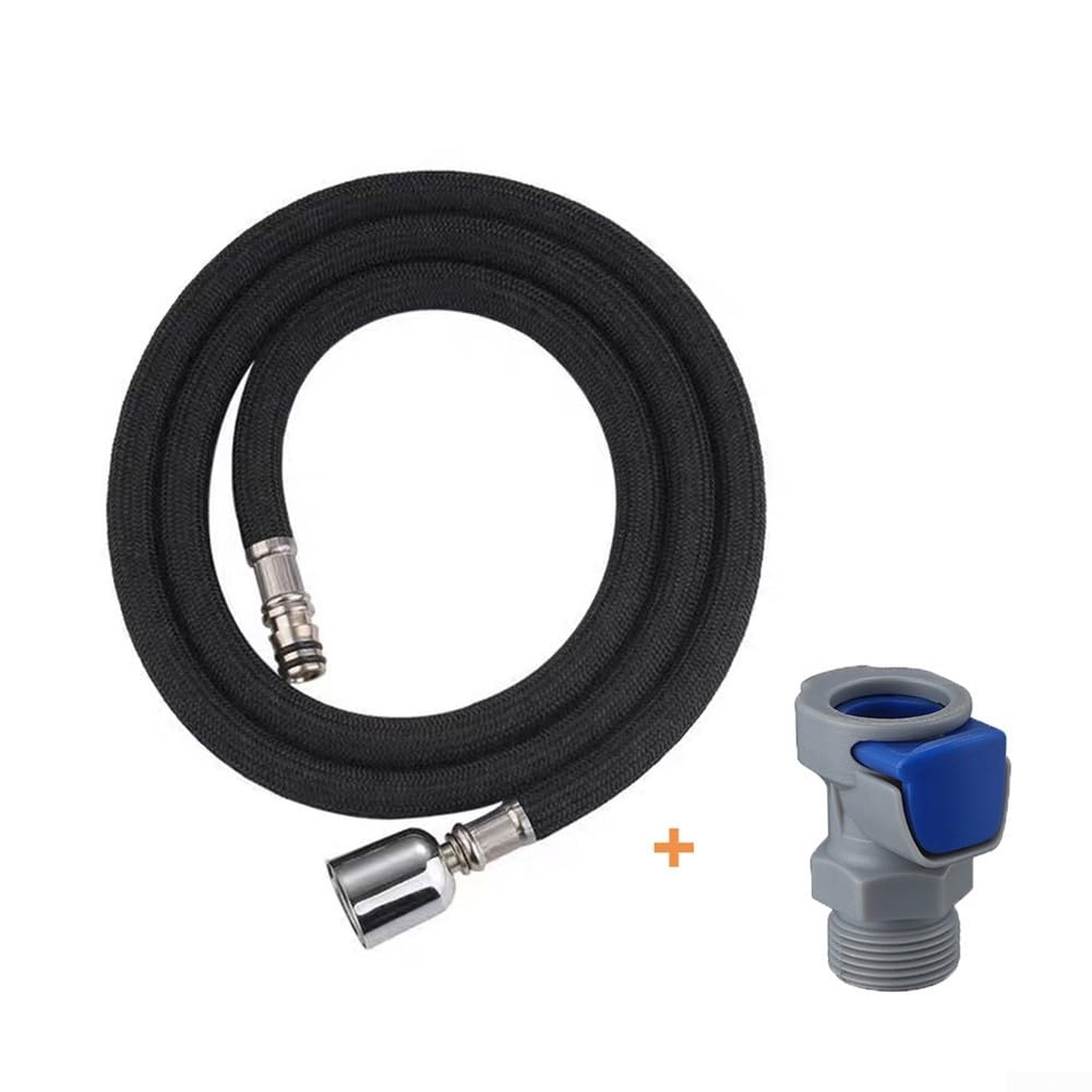 Tubo flessibile di prolunga per rubinetto da cucina, in acciaio inox, 1,5 m, con doccetta estraibile, nero