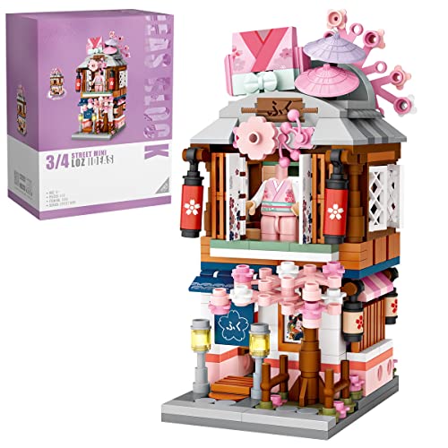 Kit de construcción de minibloques de construcción para casa Modular Kimono Shop, 418 Piezas Japonés Vista de la Calle Juguetes de construcción para niños y Adultos, no Compatible con Lego (1655)